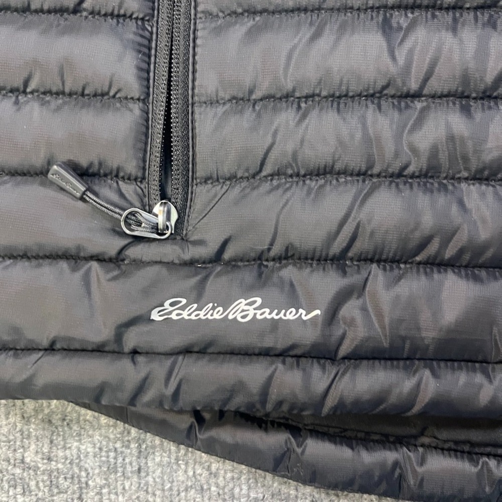 Eddie Bauer Men's L Packable‎ Puffer Vest Black Gorpcore Outdoor Zip Logo - Picture 2 of 8